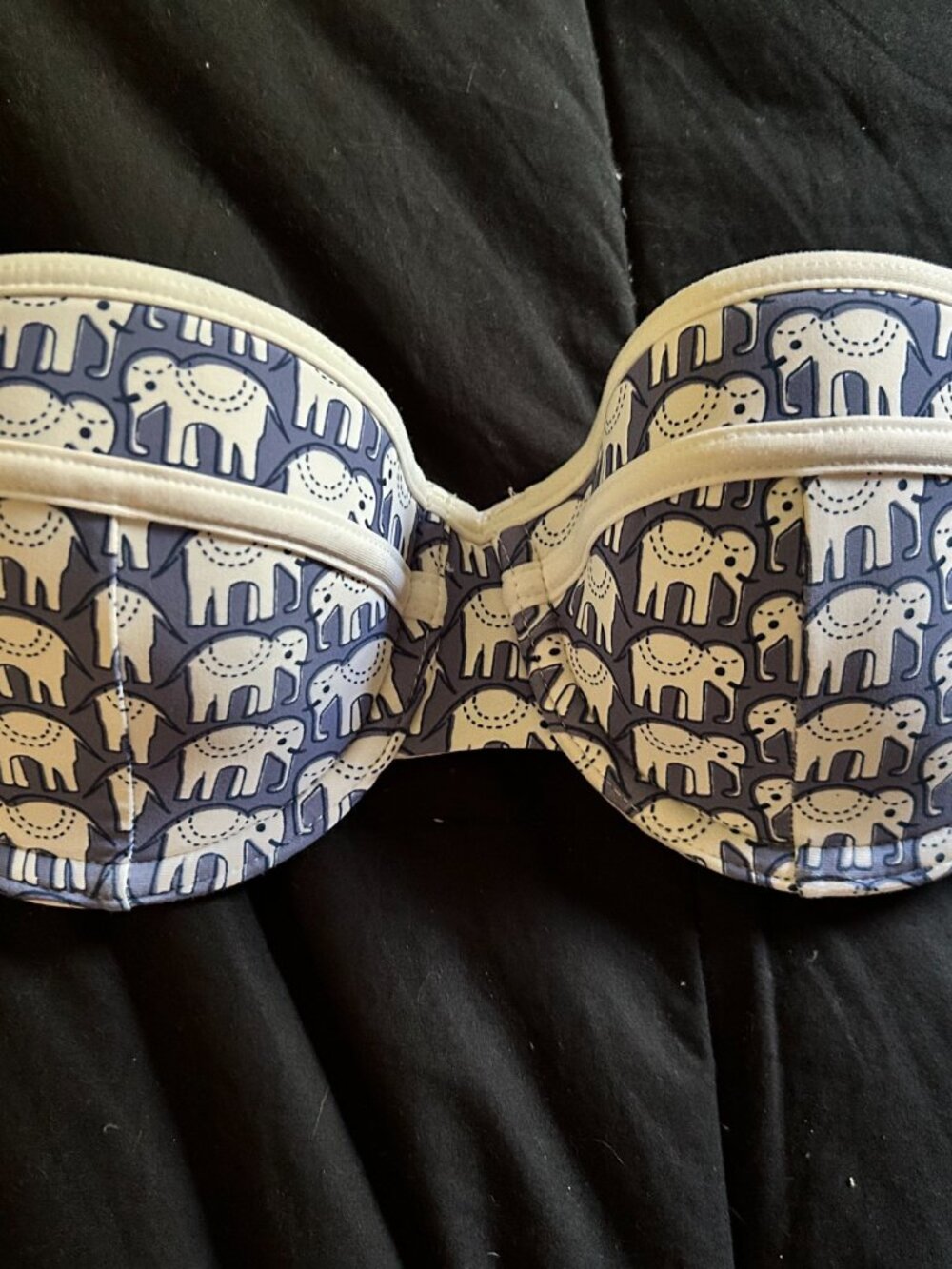 S Roller Rabbit blue white elephant bandeau swimwear top